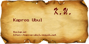 Kapros Ubul névjegykártya